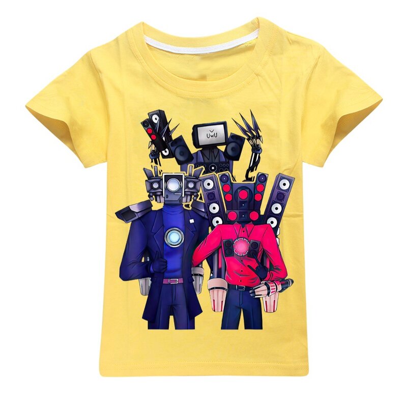 Skibidi-Camiseta de algodón para niños y niñas, camisa de manga corta con altavoz, ropa de hombre y videocámara, juego caliente