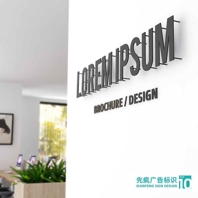 Letras de Metal personalizadas para pared de oficina, puntal de pintura negra, signos del alfabeto, logotipo de negocios para exteriores o interiores