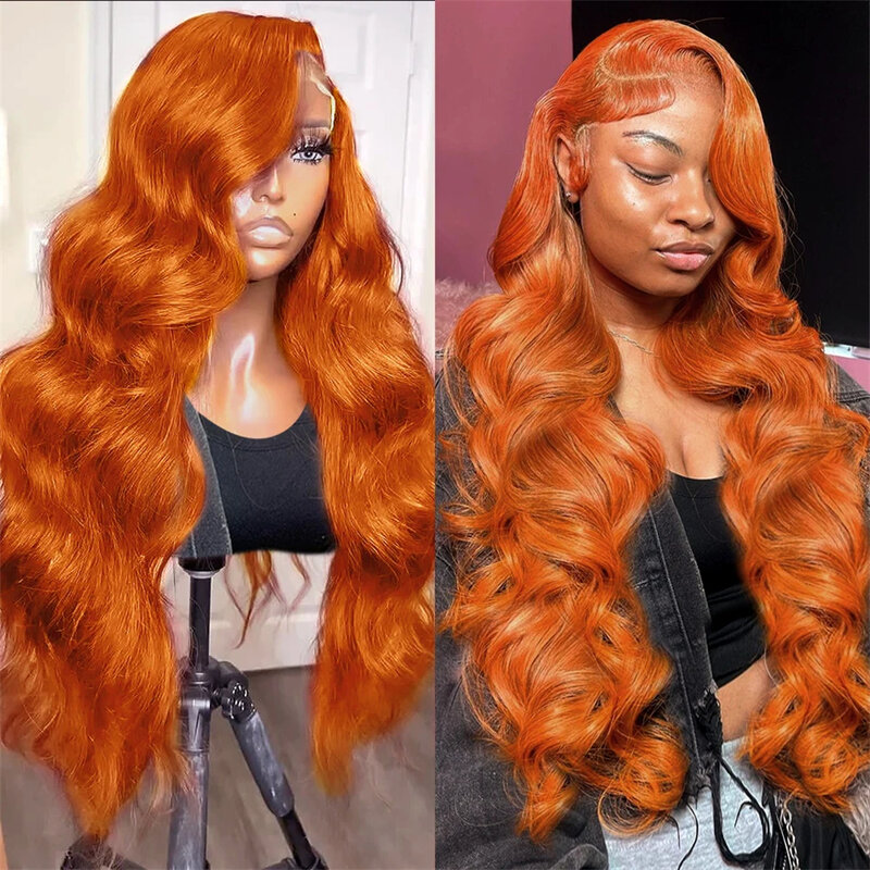 Парик телесной волны 13x 4 цветной на сетке фронтальный парик 13x6 имбирный оранжевый HD на сетке фронтальный безклеевой парик из человеческих волос для ношения для женщин 30-дюймовые волосы