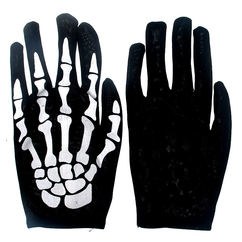 2022 Halloween Skeletschedel Half Vinger Handschoenen Nieuwe Punk Glow In The Dark Vingerloze Gebreide Winter Wanten Voor Unisex