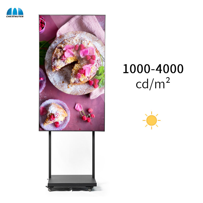 Pantalla LCD de alto brillo para publicidad Android, pantalla de escaparate de 1000nits, HDMI en pantalla lcd, monitor de ventana digital 4k, 55"