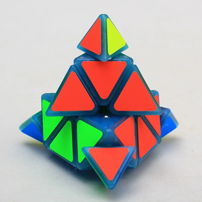 Leuchtblau magnetische Pyramide 3x3 Würfel magische Geschwindigkeit Puzzle Cubo Magico Aufkleber lose Spielzeug für Kinder Speed Cube 3x3