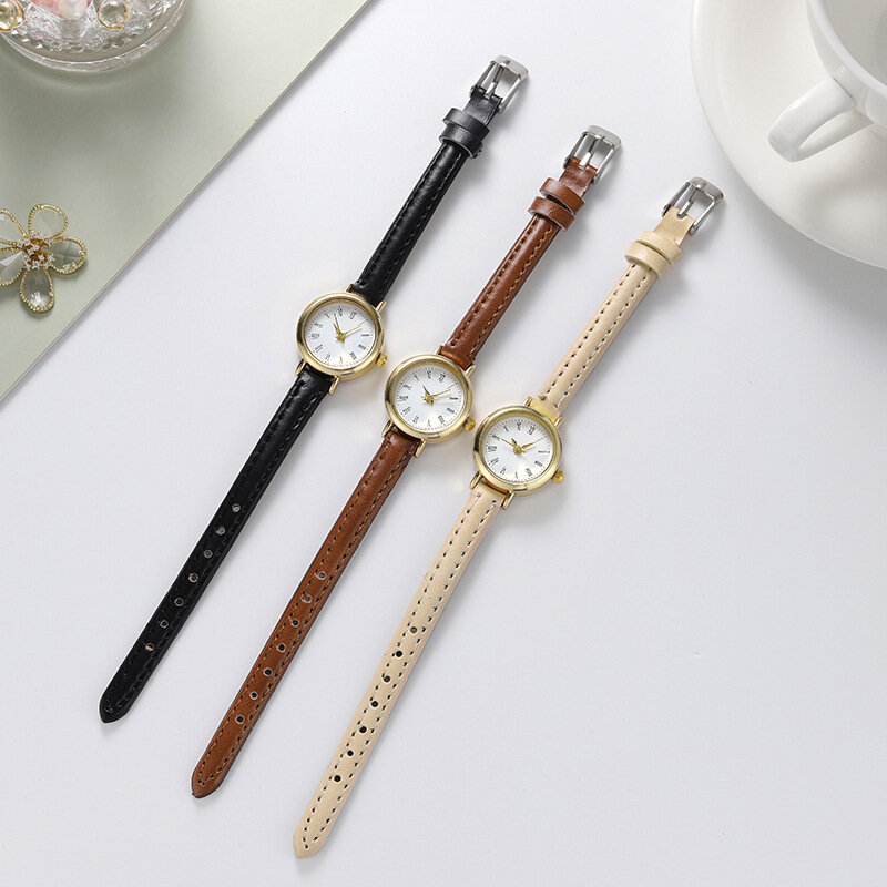 Casual simple microwatch with Roman scale belt quartz student watch