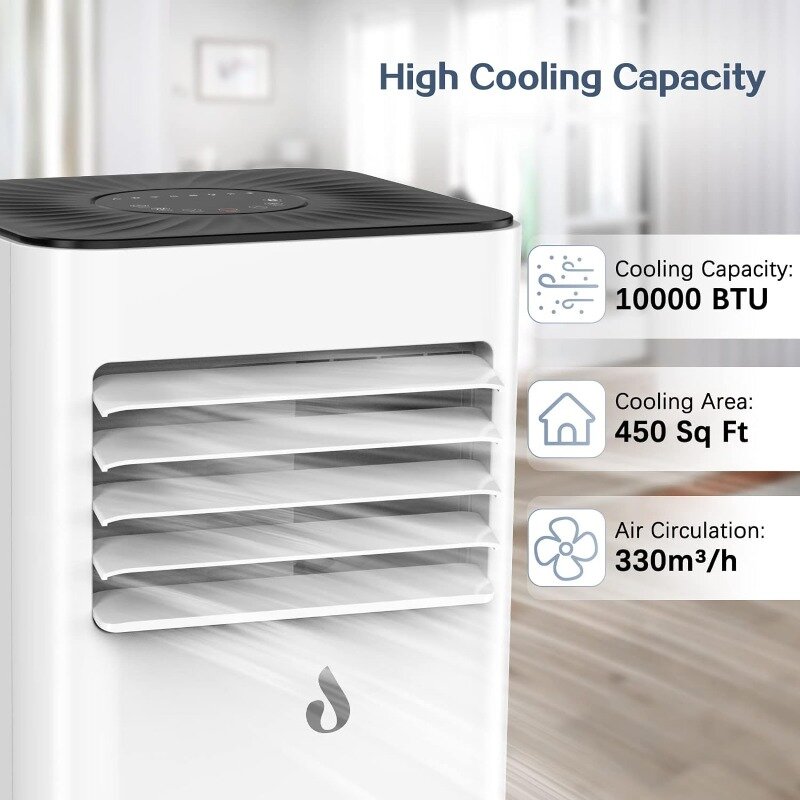 10,000 BTU tragbare Klimaanlagen, mit Fernbedienung für Raum bis m², 3 in 1 Klimaanlage mit Entfeuchtung, Luft zirkulation