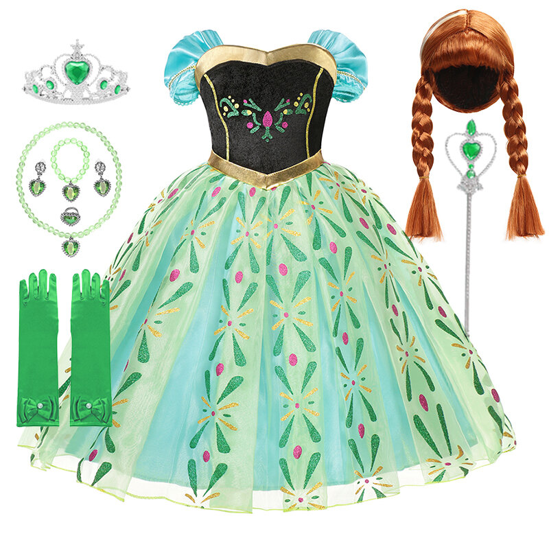 Элегантные платья для девочек, костюм для девочек, платья Анны, детское платье принцессы, костюм для косплея для девочек, Детский карнавальный халат на Хэллоуин, 2024