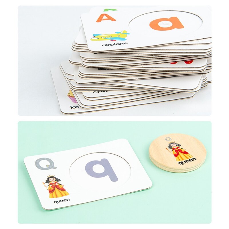 Brinquedos educativos de madeira do enigma da letra para crianças, Alfabeto Matching Game, Learning Words Toys
