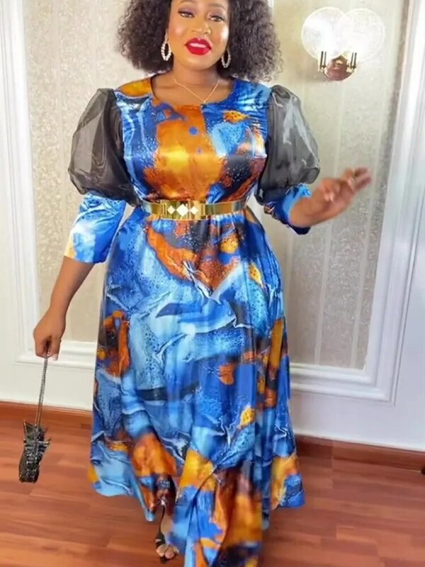 Vestido africano para mujer, vestido Dashiki plisado a la moda, vestido Maxi elegante para fiesta de otoño y verano, novedad de 2023