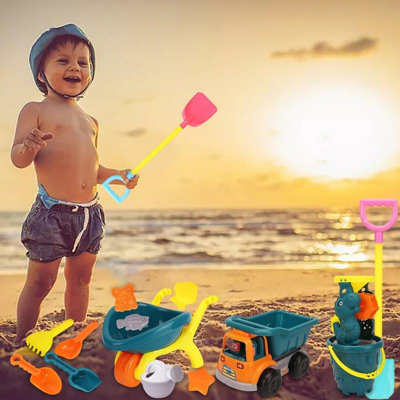 Juego de juguetes de playa de 15 piezas para niños, juguetes de arena con palas de cubo de playa, Kit de herramientas, arenero para niños pequeños, playa al aire libre