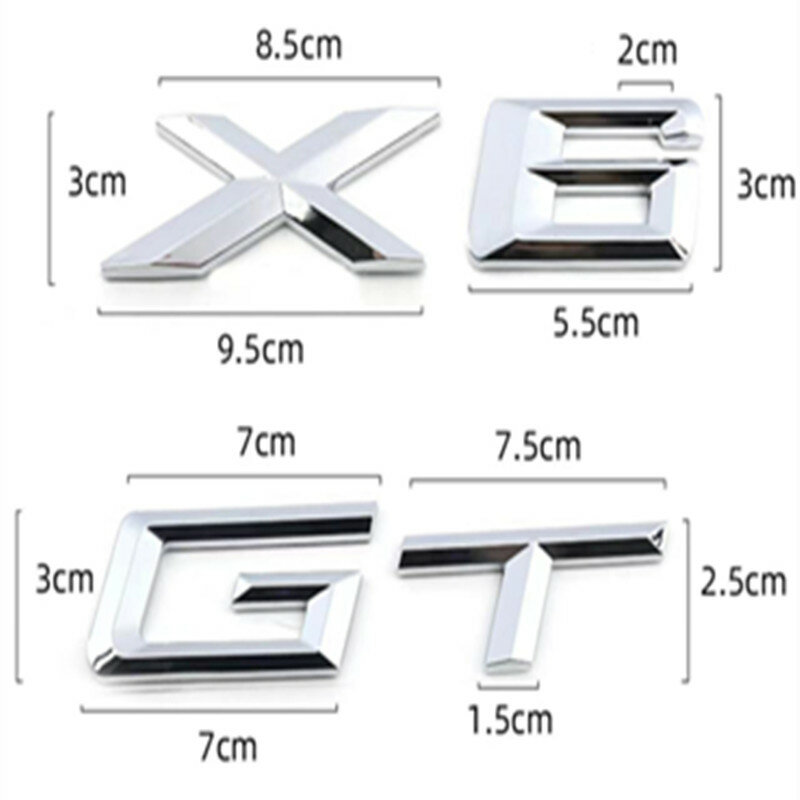 ABS 3D for BMW X 1x 3x 5x 6GT chrome letters car boot door lettering badge, CAR lettering sticker accessories