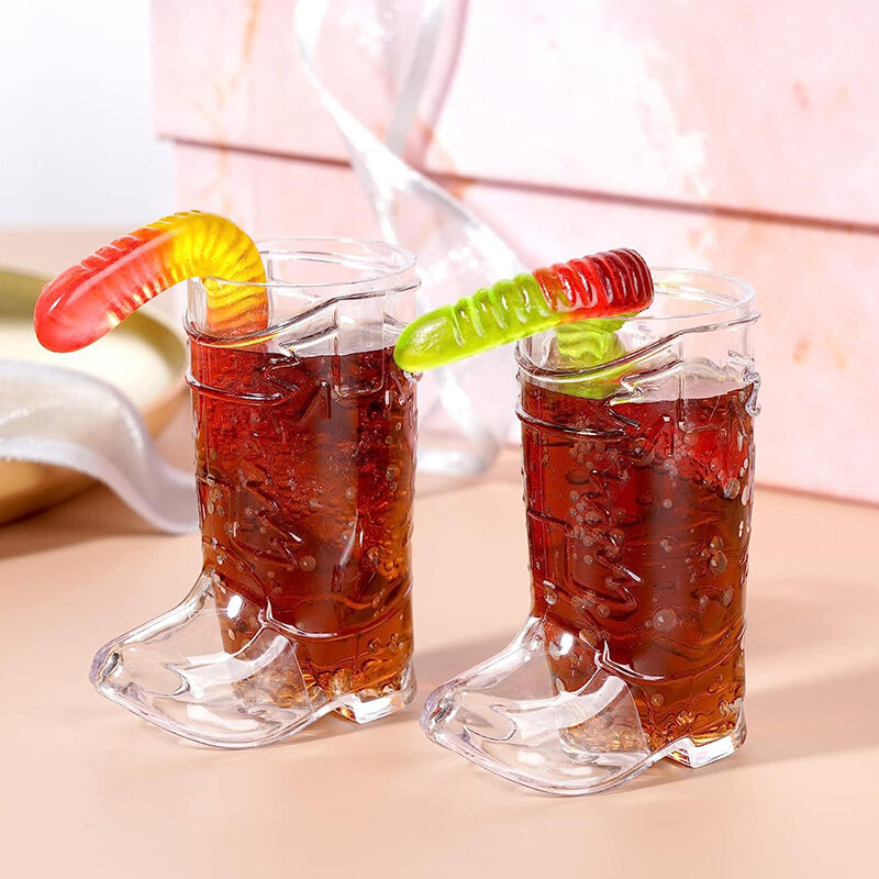 1 uncja Mini but kowbojski okulary kreatywne plastikowe dekoracje na imprezę z zachodnim kowbojskim szklany kufel do piwa