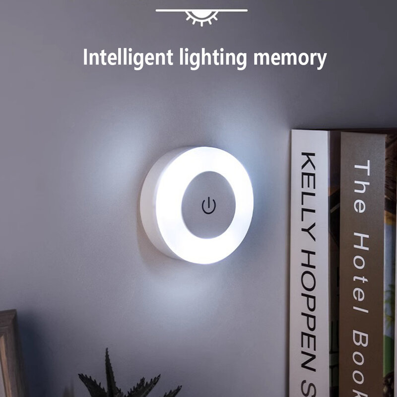 Lampu malam LED nirkabel, lampu sentuh isi ulang dengan lampu malam magnetik dapat diredupkan untuk lemari lemari dapur kamar mandi 0.6W