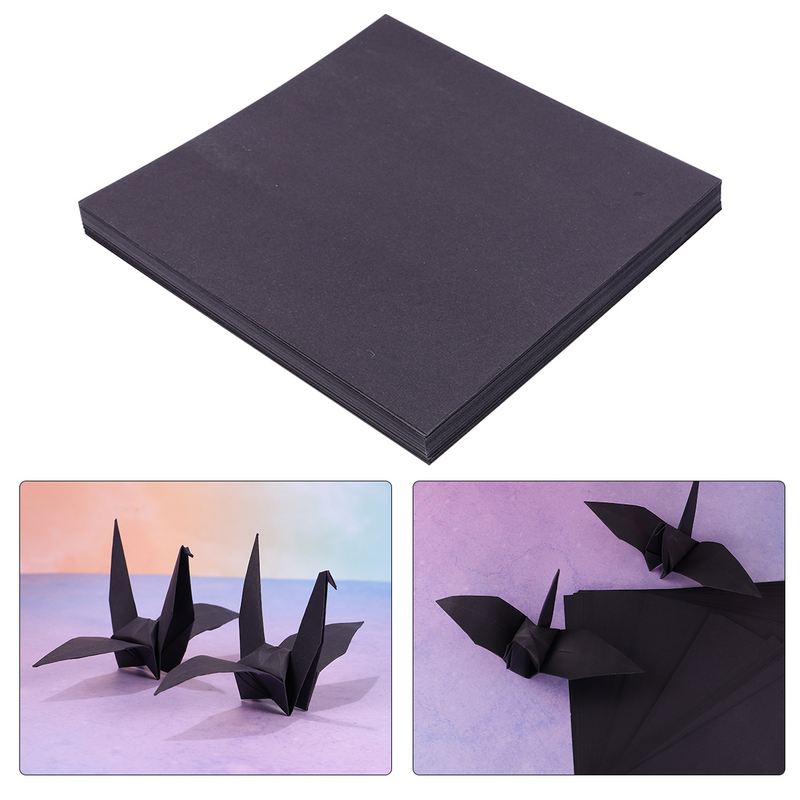 Quadrado preto Origami Crane Paper, Folding Paper, Artesanato DIY, Cortes, 100Pcs