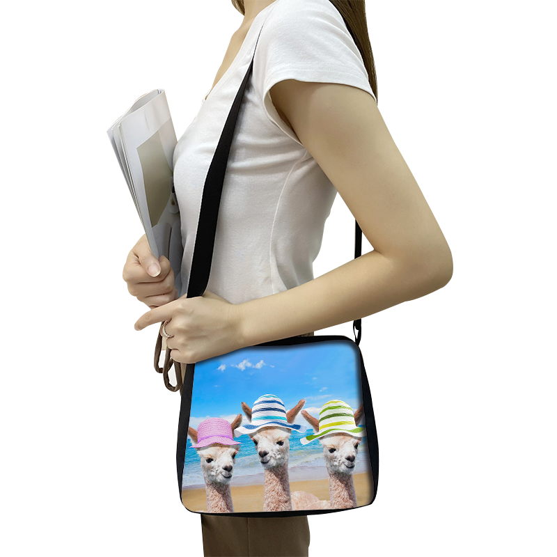 Bonito lhama sacos de ombro para mulher alpaca corrente crossbody saco bolsas dos desenhos animados animal saco de compras bolsa