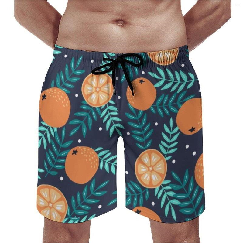Пляжные шорты в стиле Харадзюку для мужчин и детей, модные забавные штаны с 3D тропическими фруктами и оранжевым принтом, летние шорты для плавания