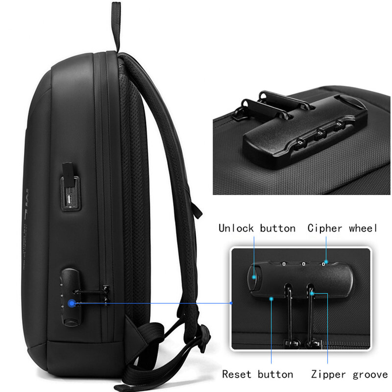 Mochila antirrobo para ordenador portátil de 15,6 pulgadas para hombre, Bolsa Escolar impermeable con USB, bolsa de viaje deportiva