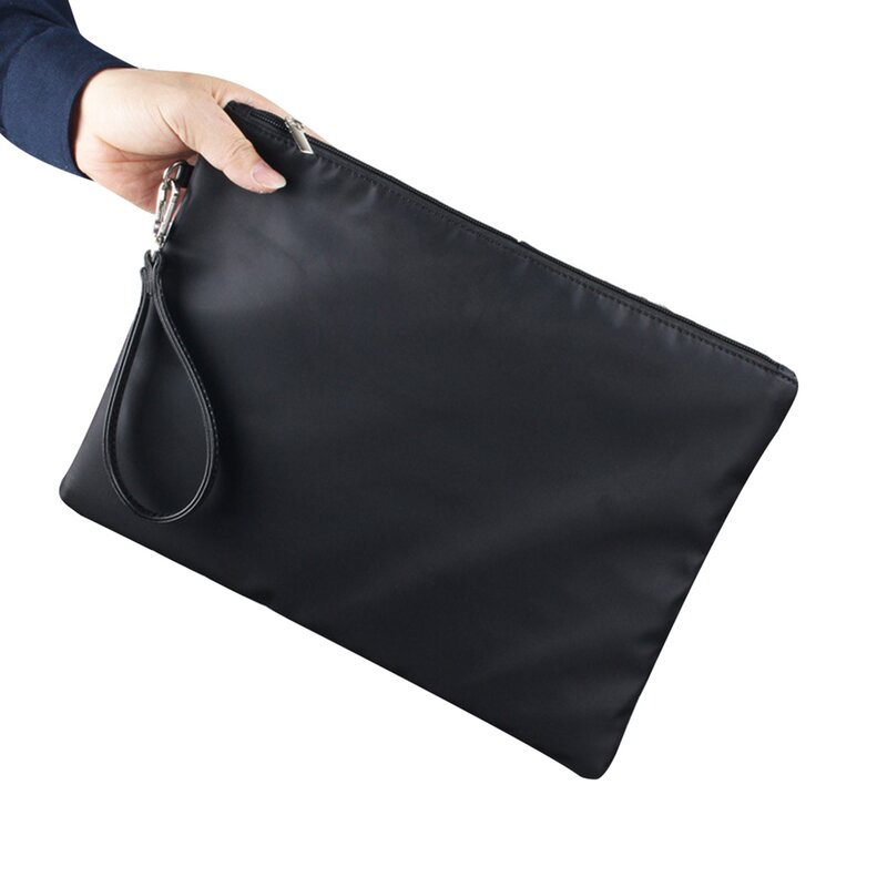 حقيبة الأعمال الكلاسيكية أحادية اللون للرجال ، حقيبة مخلب المعصم ، حقيبة العمل المكتبي المهنية بسحاب للسفر