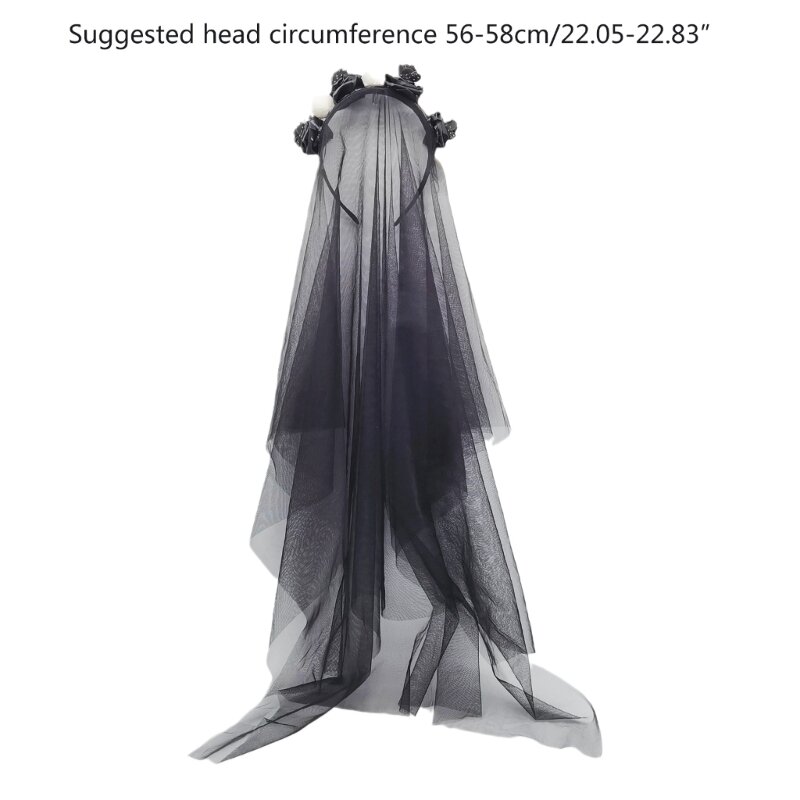 Scary Bride Headband with Veil Halloween Costume Headband Hoop Headwear
