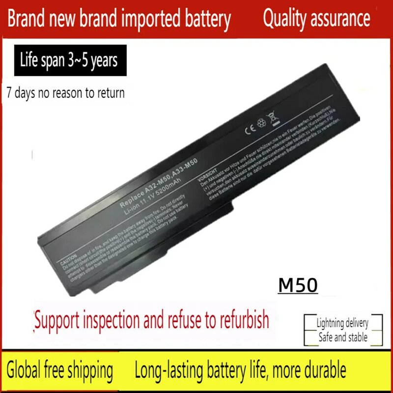Baterai Laptop baru untuk ASUS M50 N52JA N61 N61JV N61W N52J N53V N61JA N61VN N43JW N43JL N43JQ L50