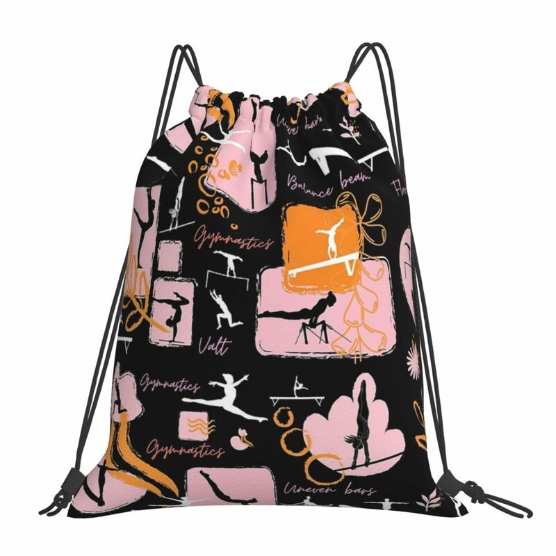 Artistic Gymnastics Print Backpacks Portable Drawstring Bags Drawstring Bundle Pocket Storage Bag Book Bags For Man Woman School