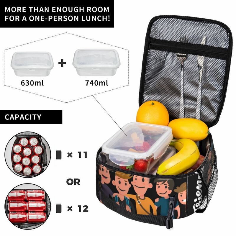 Izolowana torba na Lunch przyjaciele pudełko na Lunch z motywem kreskówkowym torebka na jedzenie