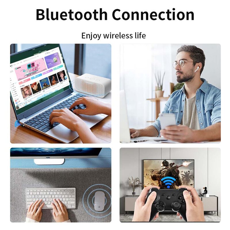 Adaptor Bluetooth untuk PC USB Bluetooth 5.4 5.3 Dongle penerima Bluetooth untuk Speaker Mouse nirkabel Keyboard pemancar Audio