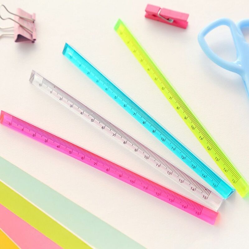 1PC 15/20CM Creative Acrylic Transparent Triangle Ruler Stationery Scale Ruler School Supplies Students Gift Measurement Tool