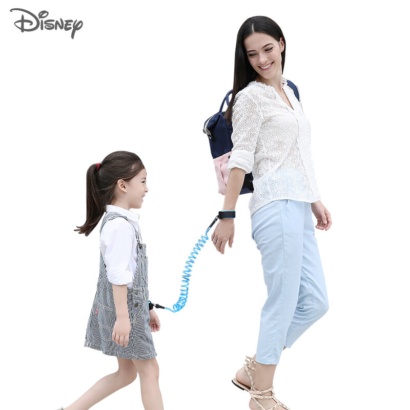 Disney-pulsera antipérdida para bebé, arnés antipérdida con cerradura, correa de cuerda, cinturón a prueba de bloqueo para niños pequeños, 1,8 m