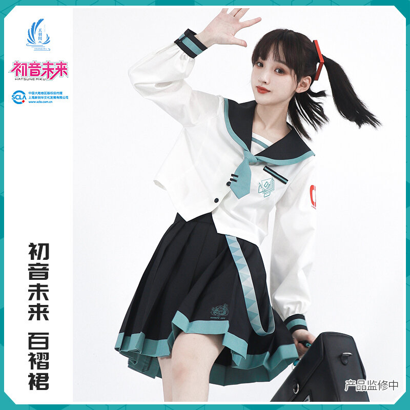 Uniforme escolar japonés Vocaloid Miku JK para mujer, camisa azul marino, Blusa plisada, Falda corta, vestido Hatsune, disfraz de Cosplay, Tops de marinero