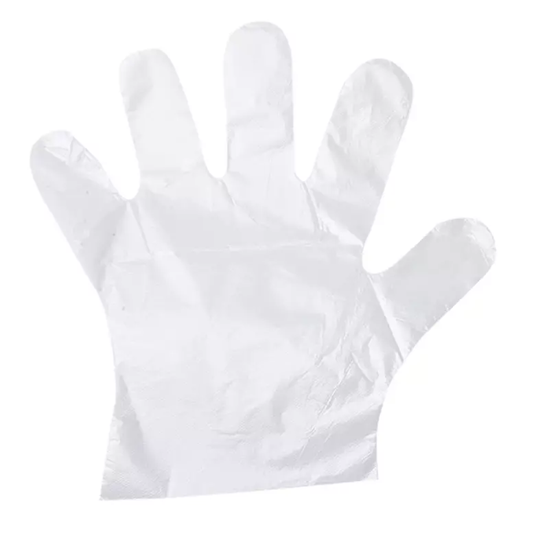 Sarung tangan sekali pakai PE transparan, 100 buah sarung tangan sanitasi antiselip, perlengkapan dapur rumah tangga 24.5cm x 13.5cm