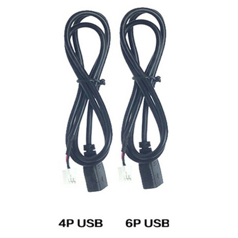 P9JC 2pcs 자동차 스테레오 오디오 USB 포트 패널 확장 케이블 어댑터 4Pin + 6Pin 커넥터