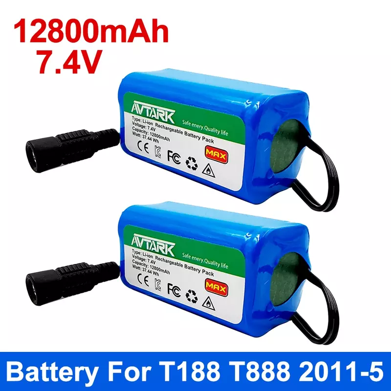2024 Upgrade 7.4V 12800mAh Battery For T188 T888 2011-5 V007 C18 H18 So on Remote Control RC Fishing Bait Boat Parts