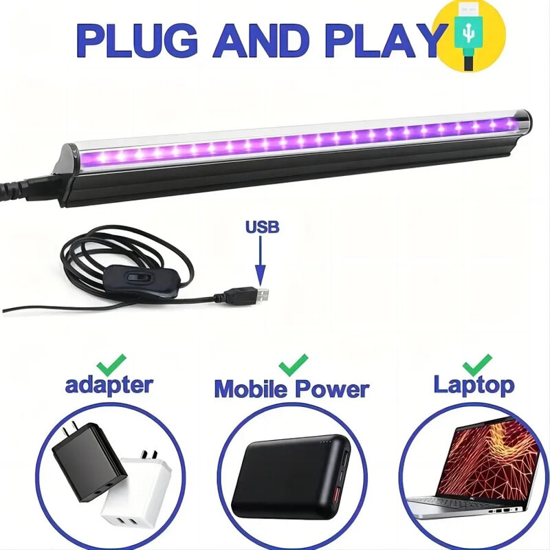 UV Black Light Bar for Room, Cabinet, Holiday Halloween Decorations, Body Paint, Poster, Fluorescent Tapestry, Glow Party