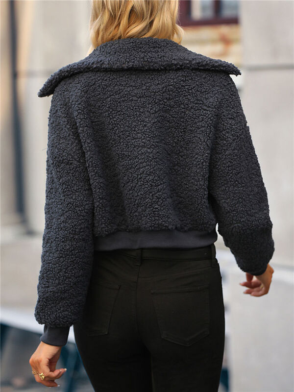 Женская Роскошная теплая куртка из искусственного меха, пушистый флисовый теплый топ, Женская Популярная уличная одежда, короткое пальто из искусственной овечьей шерсти