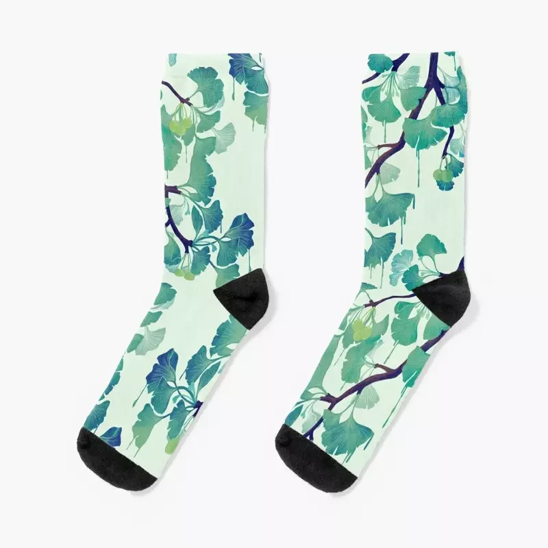 O แปะก๊วย (สีเขียว) ถุงเท้าเดินป่าฮิปฮอปของขวัญเด็กผู้ชายถุงเท้าผู้หญิง
