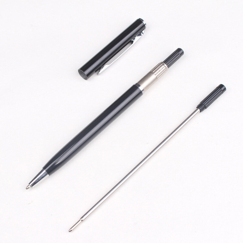 10 buah/lot pena logam berputar isi ulang pena pulpen khusus isi ulang batang Cartridge tinta inti isi ulang tinta hitam biru 11.6cm