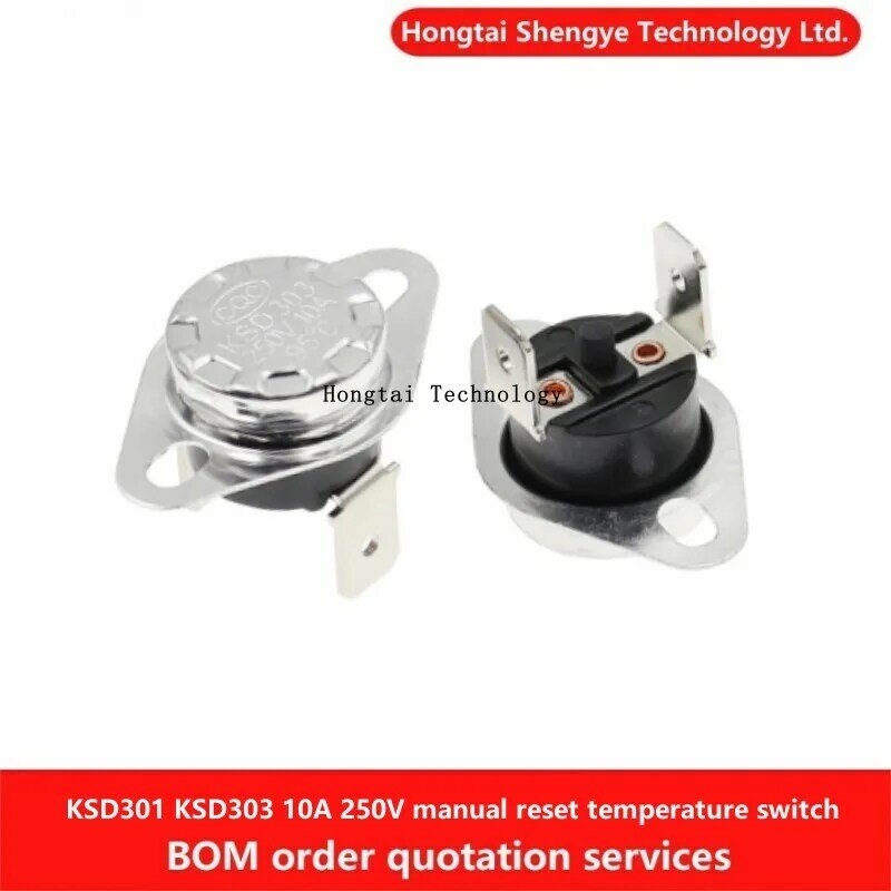 KSD301/303 para termostato de reinicio manual, Interruptor de sensor de control de temperatura normalmente cerrado, 40/80/85/90/95/100/105/110C-160 grados