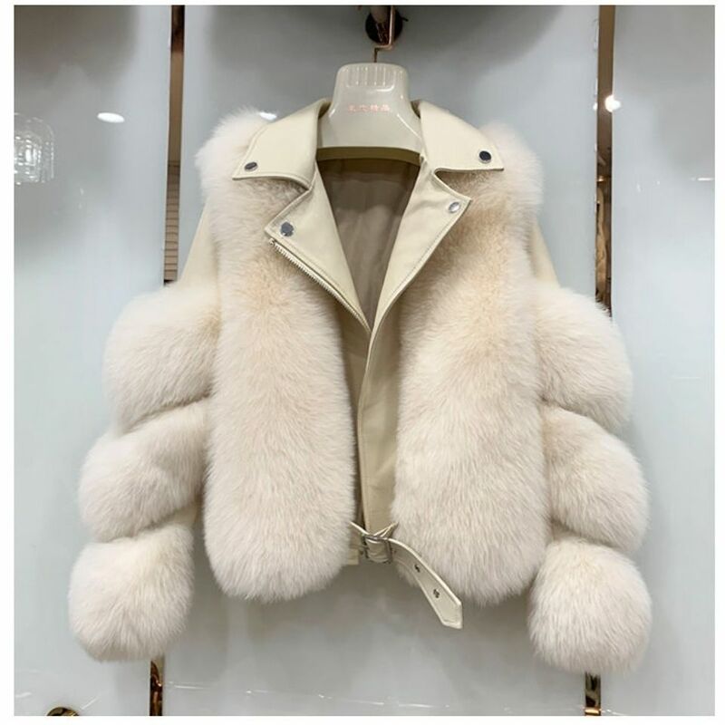 Abrigo de piel sintética de visón para mujer, chaqueta informal lisa con cuello vuelto, mantiene el calor, novedad de invierno, T61, 2024