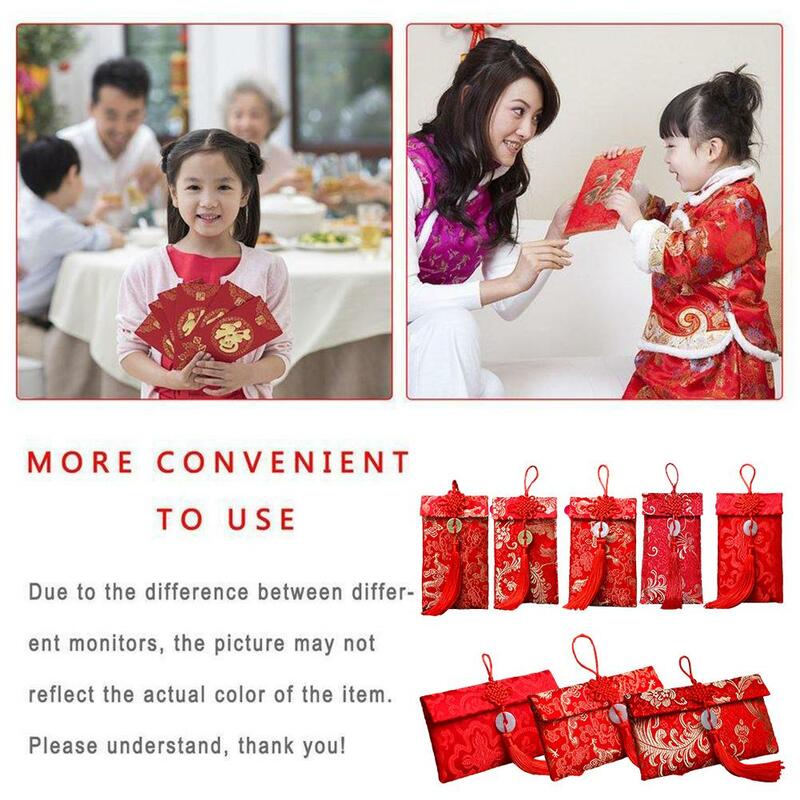 Traditional Lucky Money Bag Soft Surafce Faux Silk Visiting Relatives New Year Red Envelope for Bride Kids Birthday Red Env E6I2