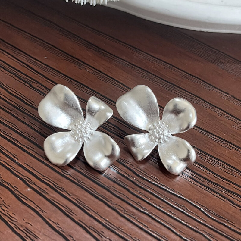 BF CLUB 925 Sterling srebrne kolczyki dla kobiet kwiat modny matowy kolczyk biżuteria zapobiega alergii akcesoria imprezowe prezent