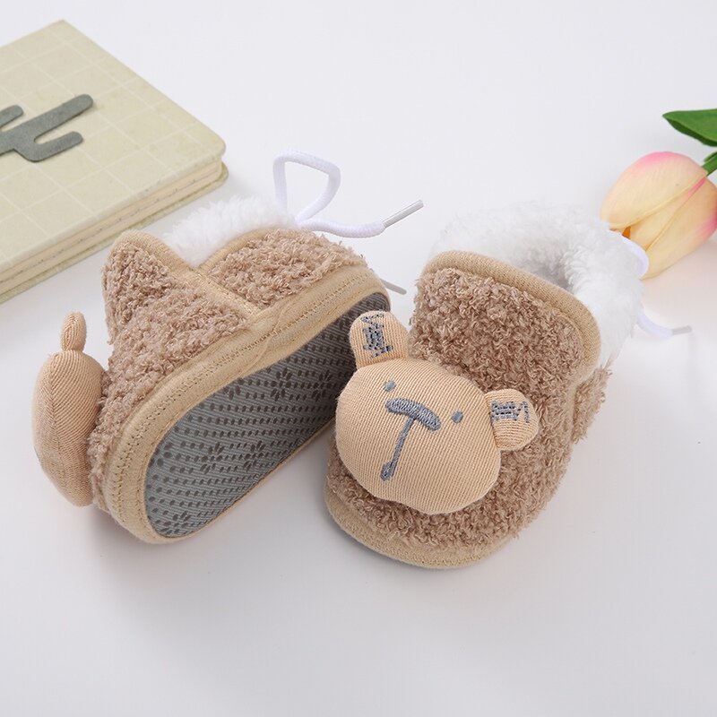 Ботинки зимние Bobora для новорожденных мальчиков и девочек, теплые плюшевые ботинки с милыми животными, обувь на мягкой подошве для начинающих ходить детей