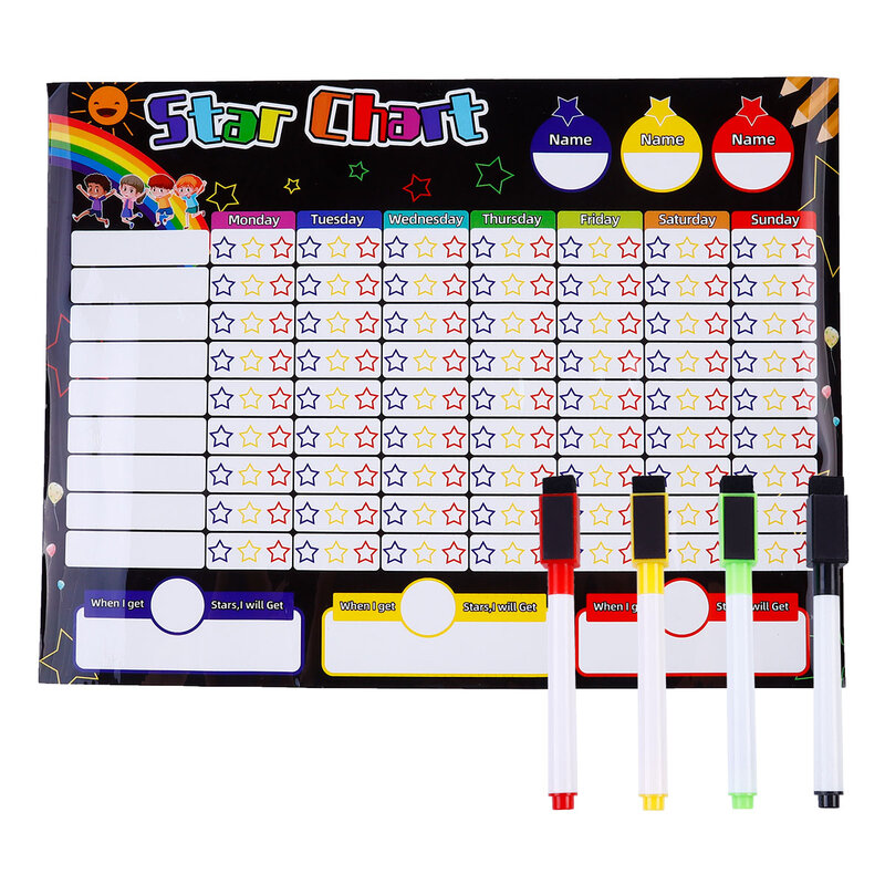 Schedules Reward Chart Responsibility Kids Responsible Daily Routine Chart Magnetic Refrigerator Chalkboard Rubber System Child