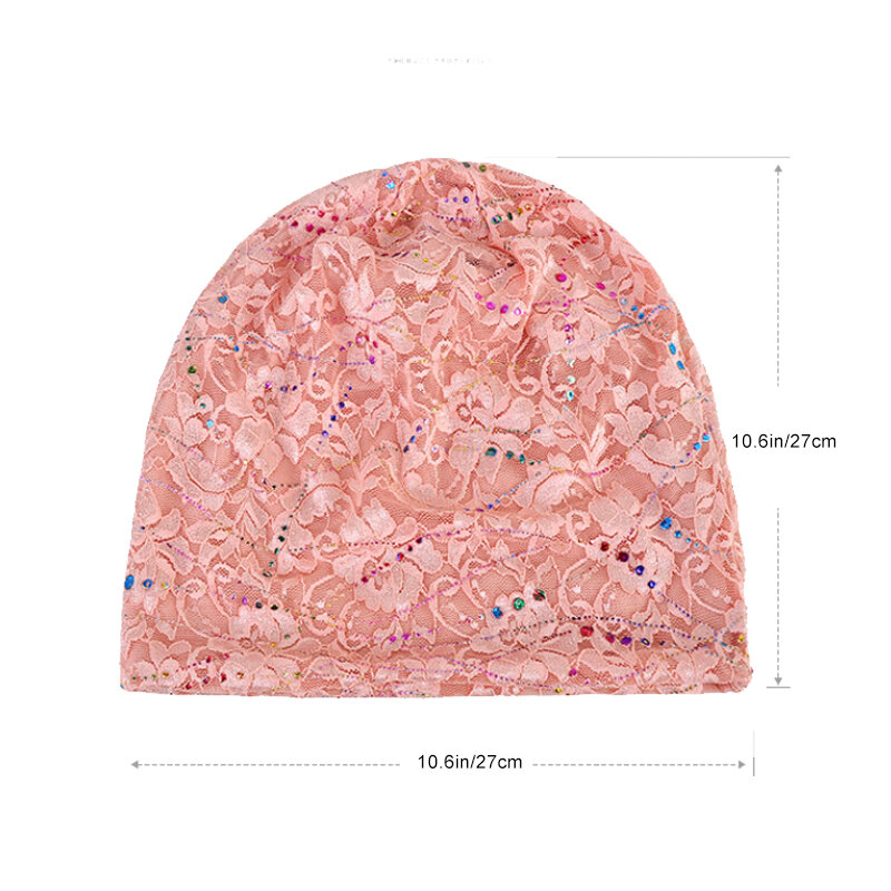 Women's Solid Color Bright Diamond Headscarf Hat Muslim Cancer Chemotherapy Without Brim Hat Sports and Leisure Headdress