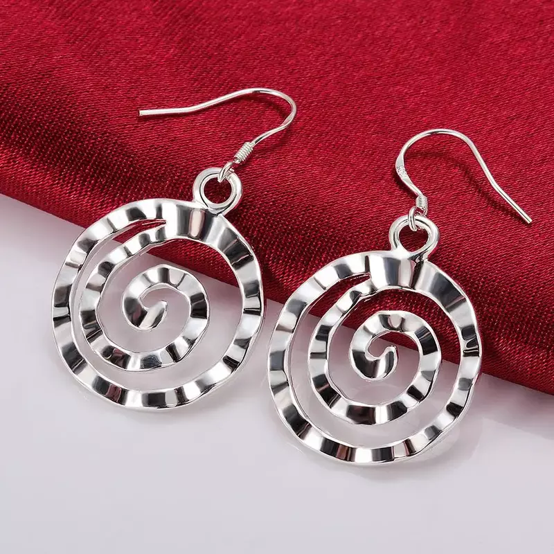 New 925 Sterling Silver Earrings for temperament Women Jewelry All-match spiral circle  birthday gift