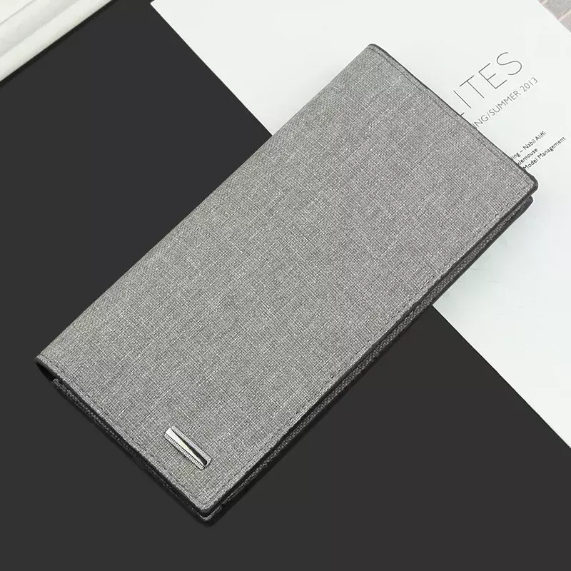 Men's Long Leisure Canvas Wallet Business Wallet Fabric ID Large Banknotes Wallet with 11 Card Slots