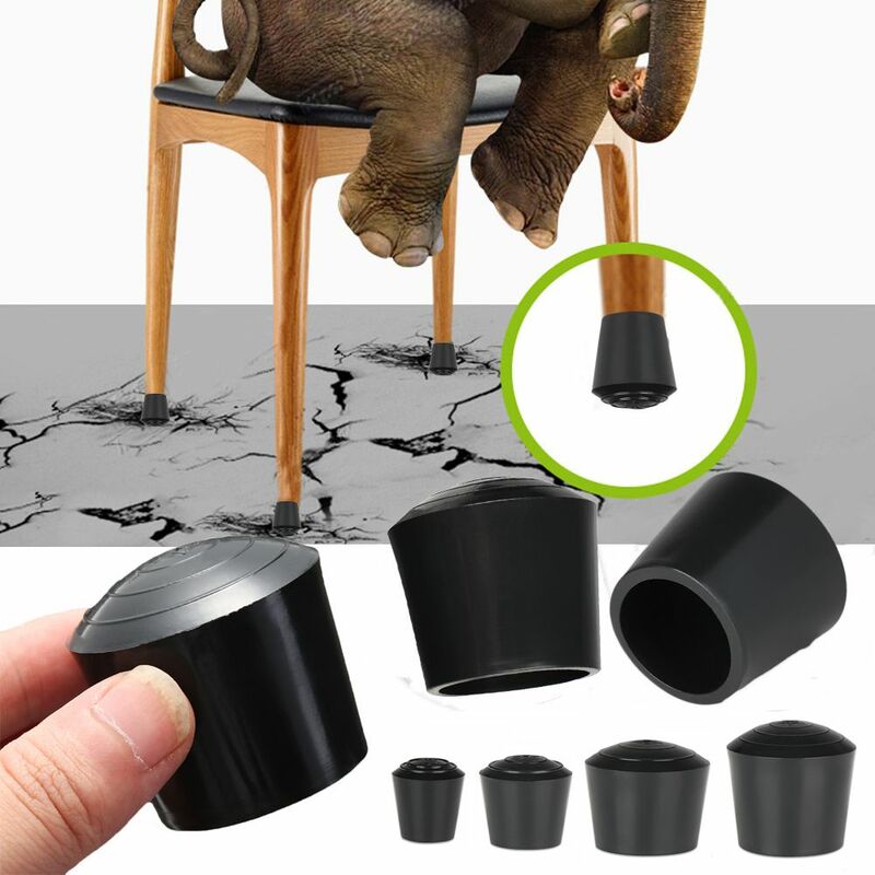 10pcs/pack Black Round Table Chair Foot Cover Rubber Chair Leg Caps Non-Slip Chair feet Pad Furniture Accessories
