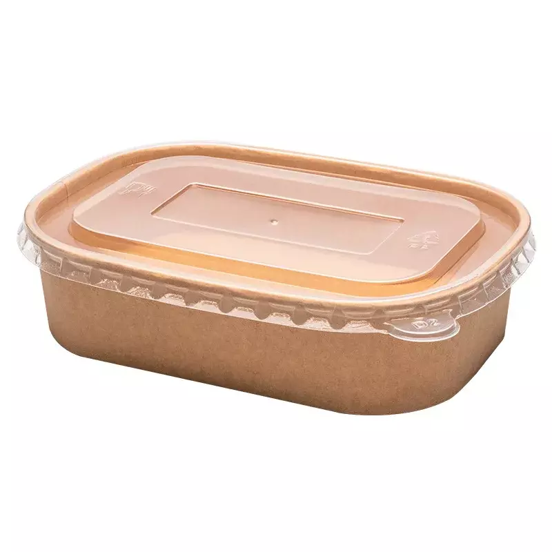 Kustom produk dicetak kertas makanan sekali pakai tahan panas makanan wadah Biodegradable persegi panjang Takeaway sala mangkuk makanan untuk re