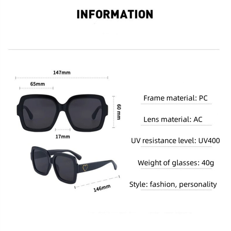 Stylowe okulary przeciwsłoneczne Retro w dużych oprawkach, kwadratowe, wyższej jakości dla mężczyzn i kobiet do użytku na zewnątrz. Okulary ochronne UV400 o jednoczęściowym projekcie.
