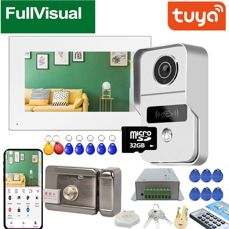 Videoportero inalámbrico FullVisual con Wifi, timbre de bloqueo con pantalla táctil de 1080p, intercomunicador con detección de movimiento, Tuya, Smart Life