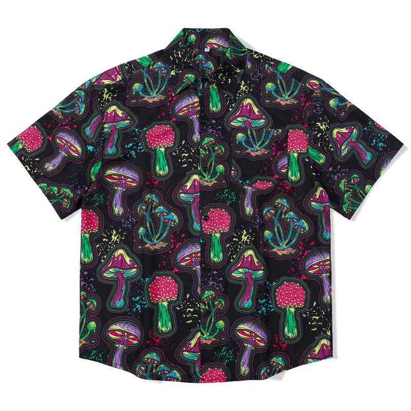 Camisa de manga curta estampada masculina, camisa de praia casual, camisa floral solta, tendência de entrada, verão, 2024