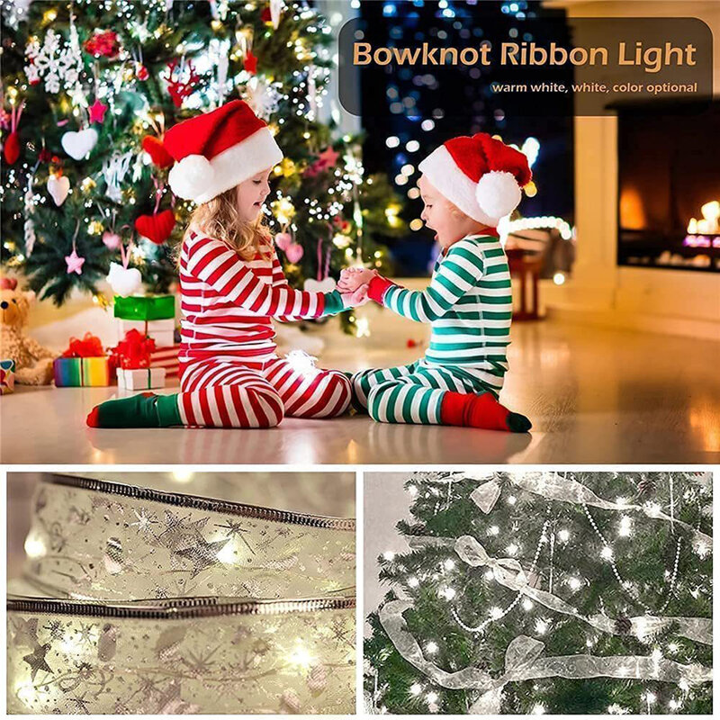 Tira de luces LED con batería para decoración navideña, cinta de 16 pies, 50 LED, adornos para árbol de Navidad, boda, fiesta, pared
